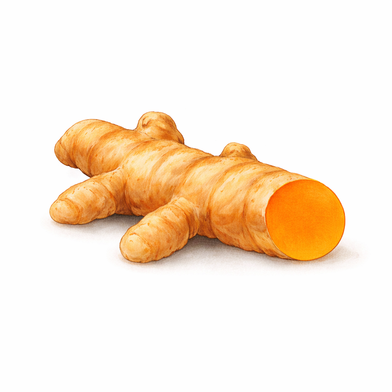 Turmeric root on a white background